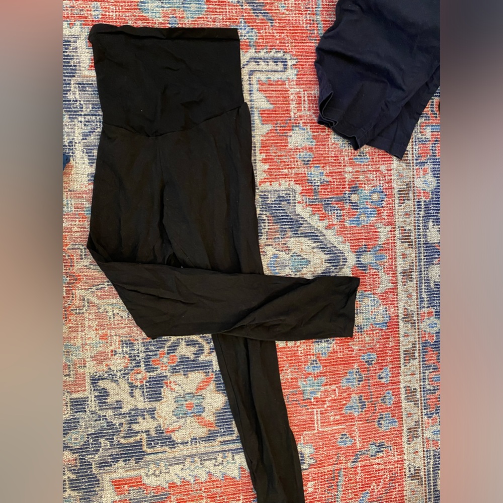Bundle of 2 leggings, maternity/ postpartum black and blue